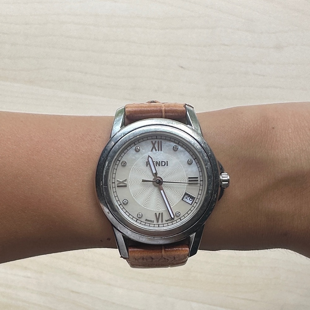 Fendi Silver and Tan Women's Watch